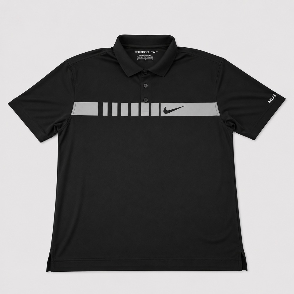Nike Golf Dri-FIT Polo Shirt Mens XL Black Broncos Mustangs Short Sleeve